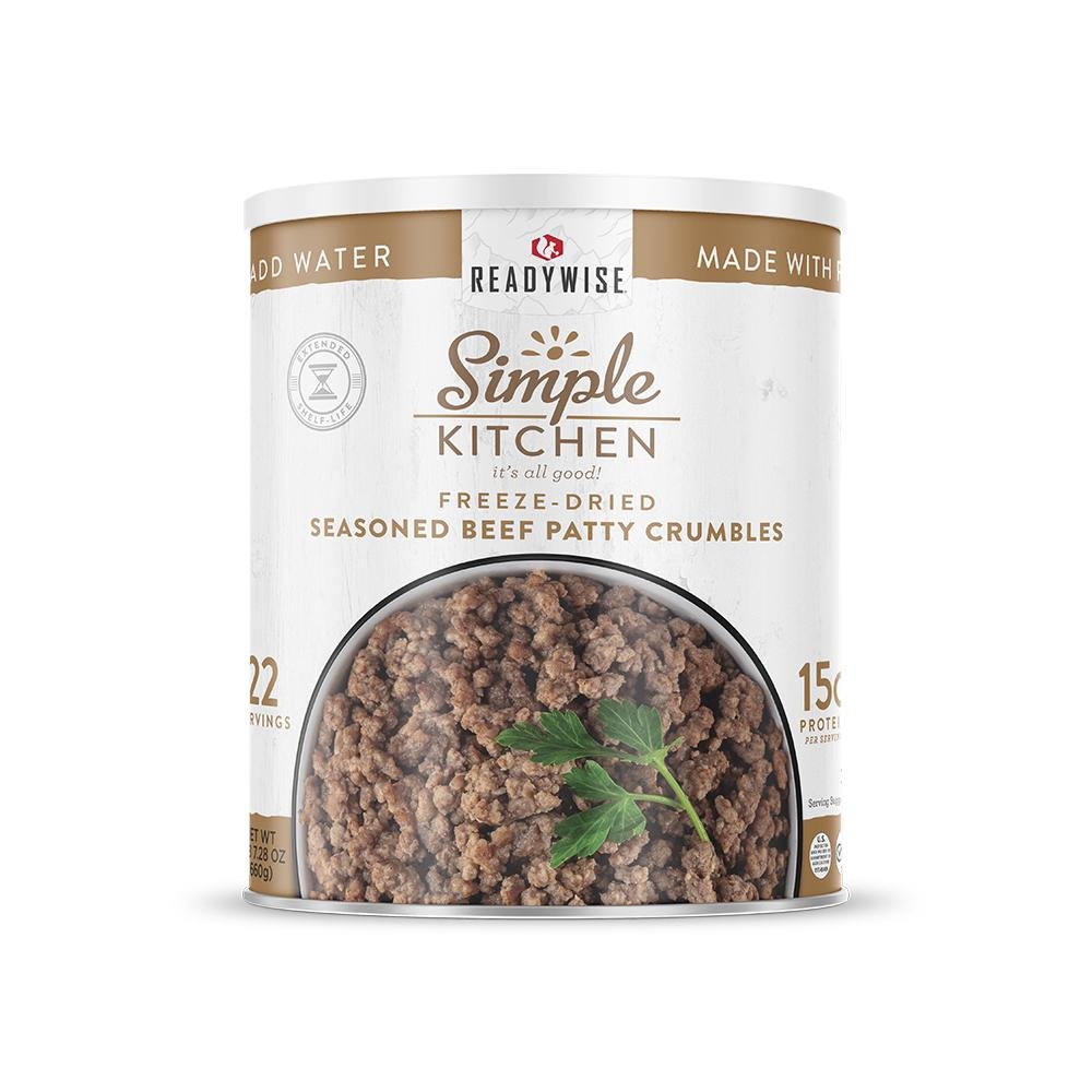 ReadyWise Simple Kitchen FD Seasoned Beef Patty Crumbles - 22 Serving Can