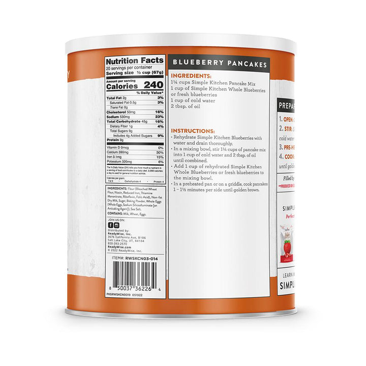 ReadyWise Simple Kitchen Pancake Mix- 20 Serving Can