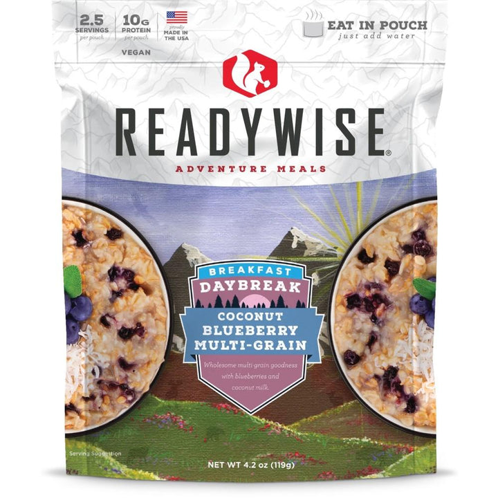 ReadyWise Daybreak Coconut Blueberry Multigrain Meal Pouch 4 oz Quick Prep - POWER FIT SHOP — Powering Preparedness, Health &amp; Home