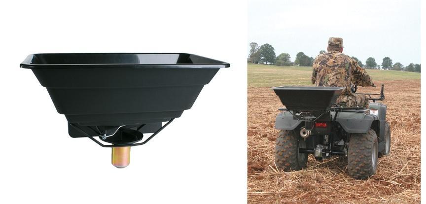 Chattanooga Moultrie ATV Food Plot Spreader for fertilizer, seed, and feed with universal mount for food plot management.