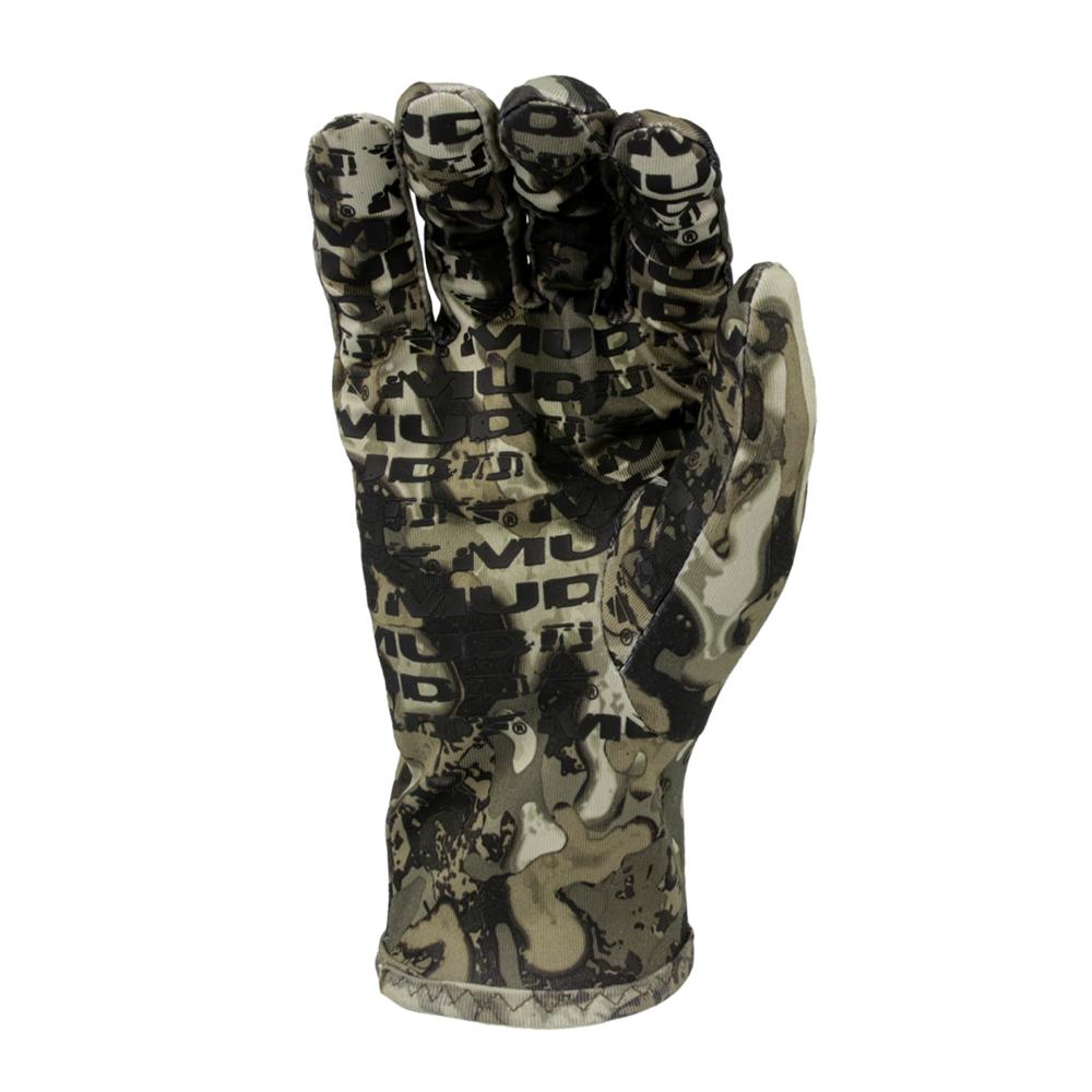 Chattanooga Muddy Outdoors lightweight fleece gloves in Veil Canyon Grey, XL size, showing the warm, comfortable winter glove design.