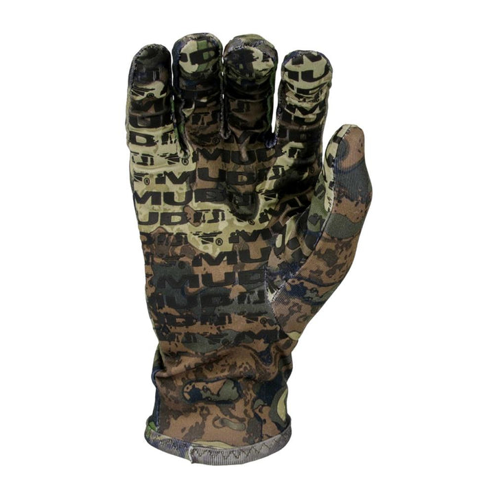 Chattanooga Muddy Outdoors lightweight fleece gloves in Veil Canyon Hybrid M, showing warm, soft fabric and snug fit for outdoor wear.