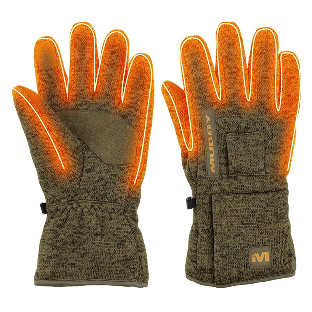 Chattanooga Muddy Outdoors Nucleus heated midweight gloves in brown clay, designed for warmth and comfort in cold weather.