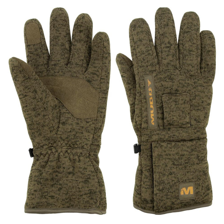 Chattanooga Muddy Outdoors Nucleus heated midweight gloves in brown clay, designed for warmth and comfort during outdoor activities.