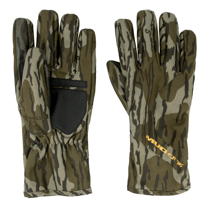 Chattanooga Muddy Windproof Mossy Oak Bottomland fleece-lined outdoor gloves, size M, for cold weather outdoor hand protection.