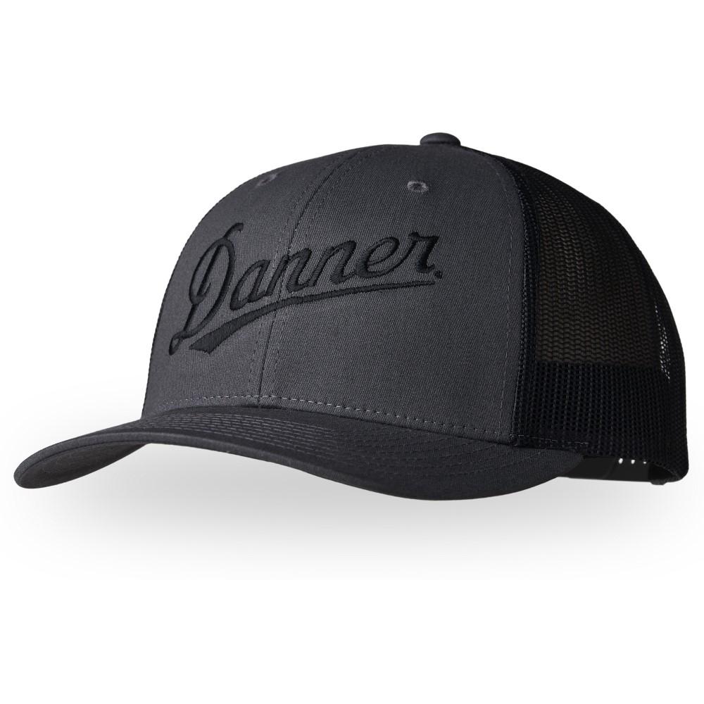 Black Danner embroidered trucker hat by Chattanooga with Richardson Sports adjustable snapback closure and structured brim.