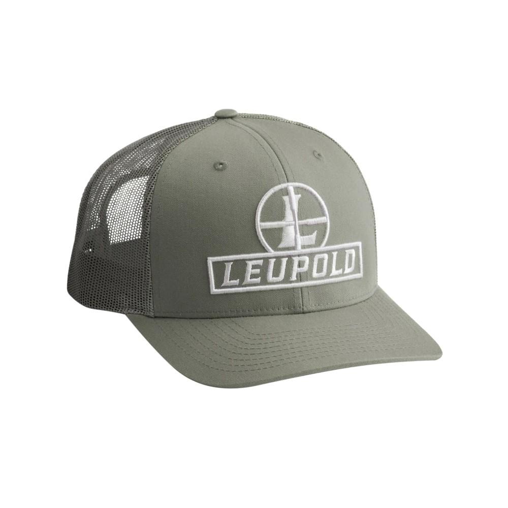 Chattanooga Leupold Reticle Trucker Hat in Loden Green with adjustable breathable mesh back and curved brim.