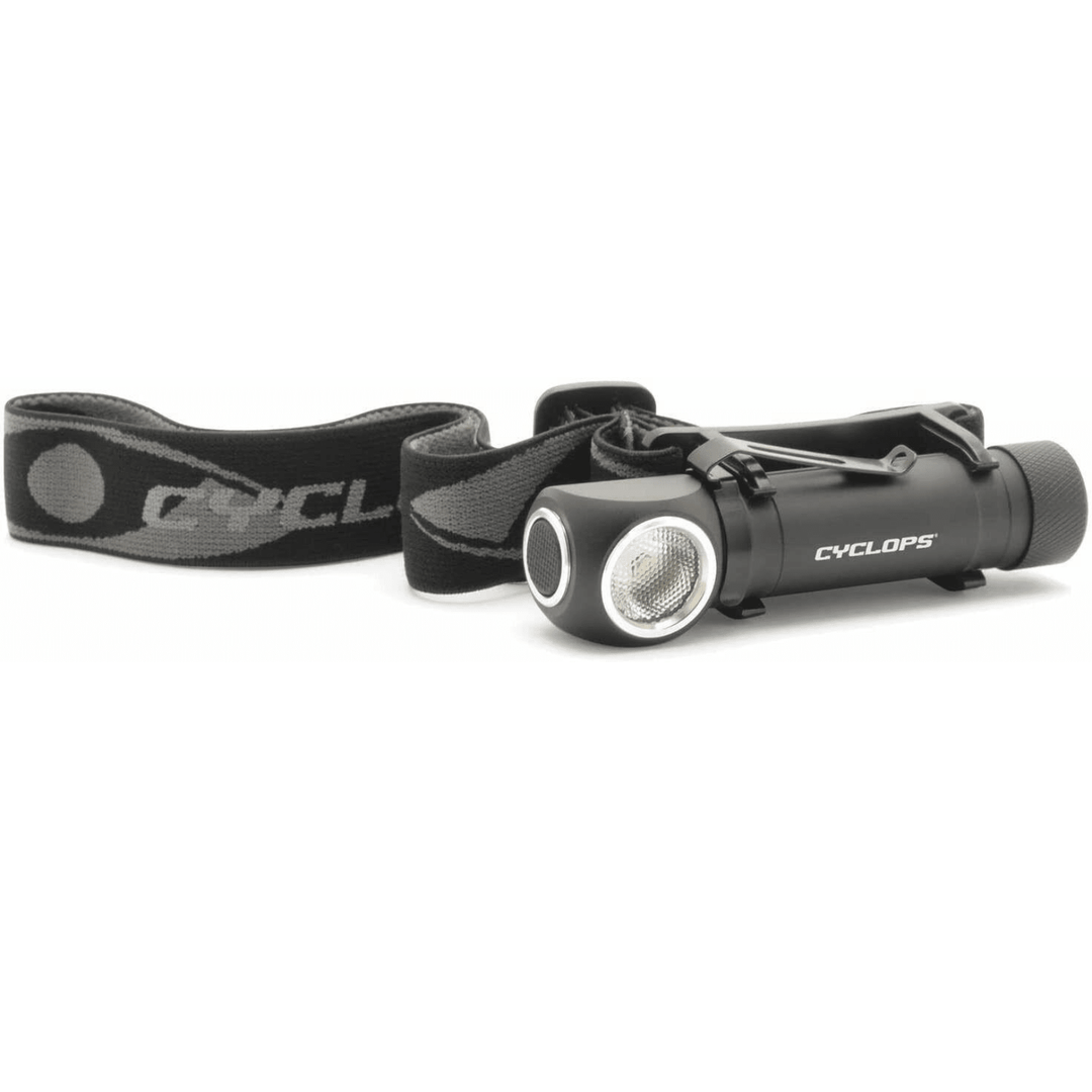 Chattanooga Cyclops Hades rechargeable headlamp with 1000 lumens, black headband, durable outdoor headlamp for hands-free lighting.