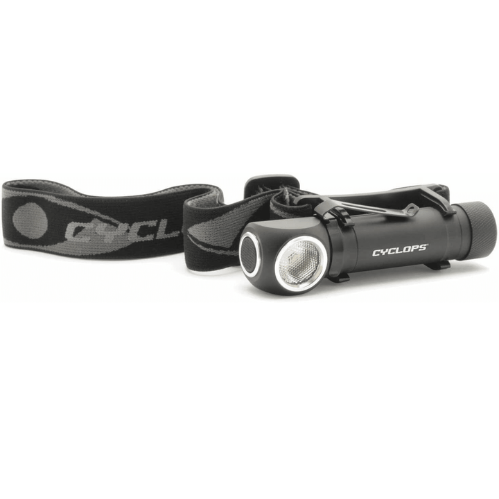 Chattanooga Cyclops Hades rechargeable headlamp with 1000 lumens, black headband, durable outdoor headlamp for hands-free lighting.