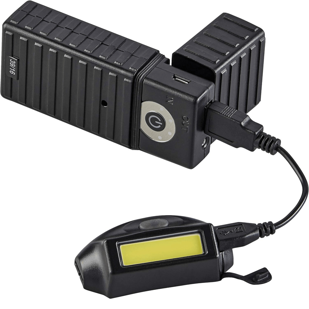 Chattanooga Streamlight Bandit Pro USB headlamp with black elastic headstrap and clam shell packaging, compact and lightweight for outdoor use.