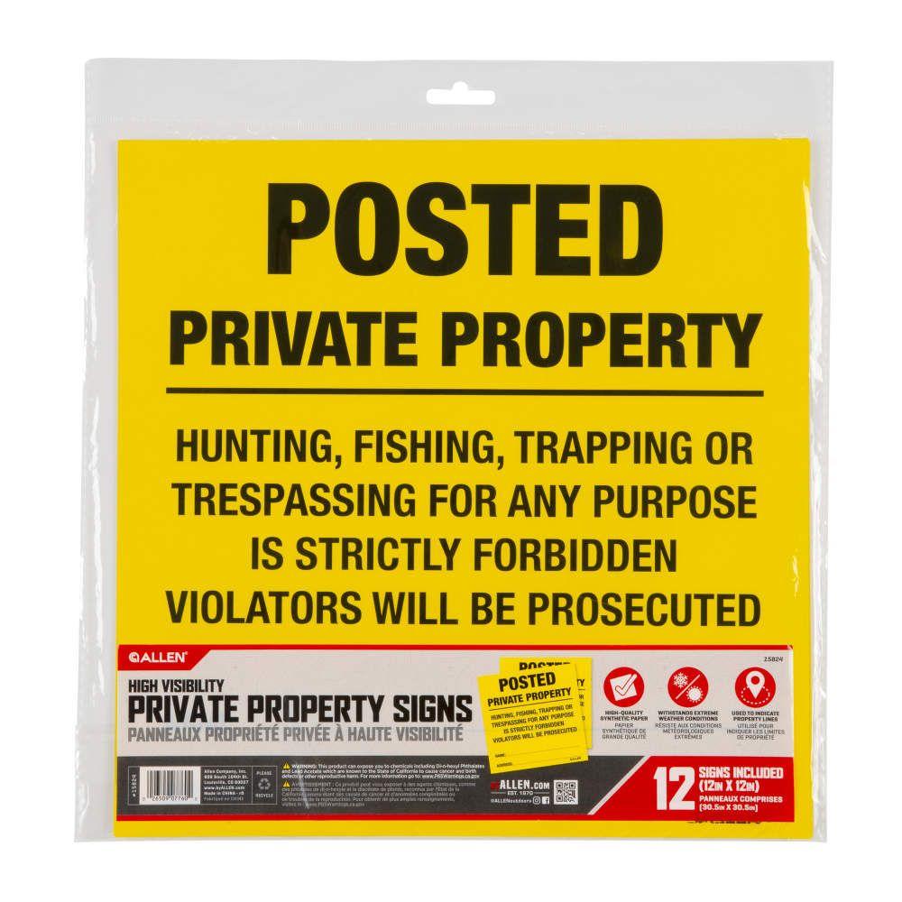 Pack of 12 Allen No Trespassing yard signs by Chattanooga, 12x12-inch durable outdoor safety signs for property protection