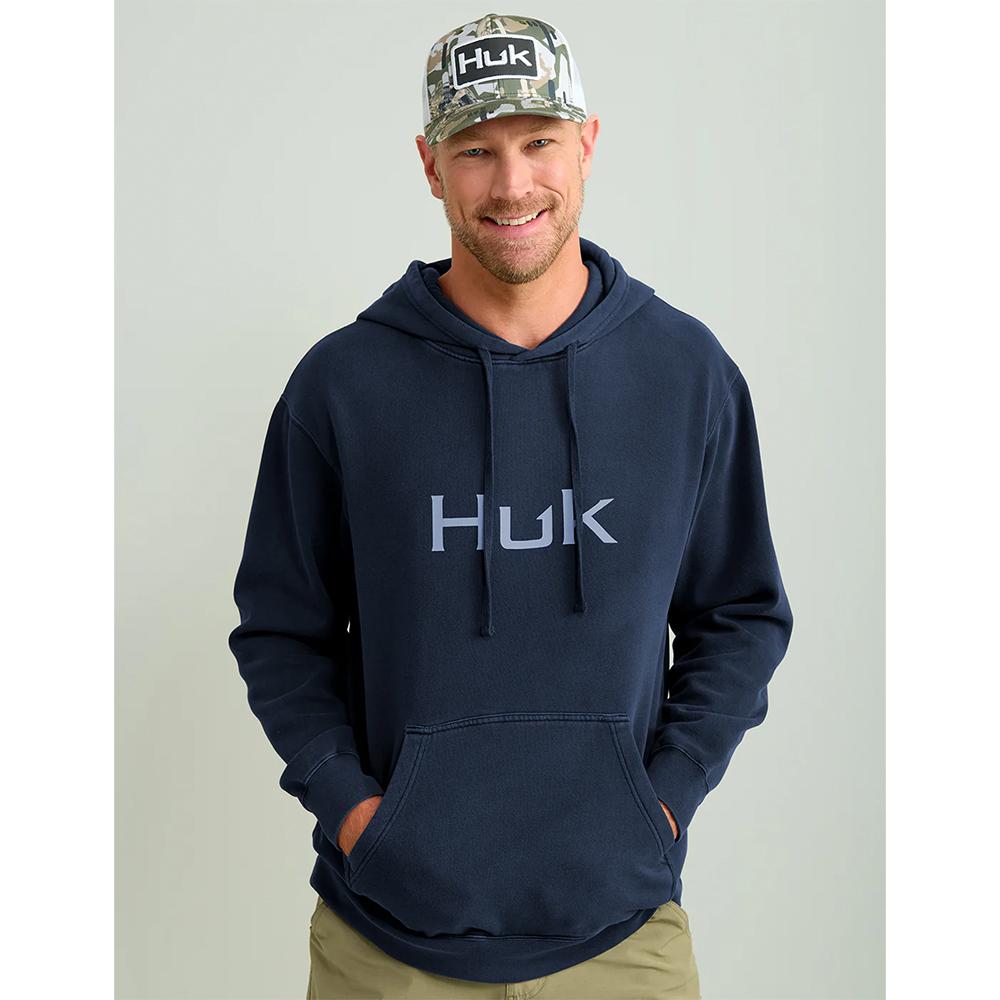 Chattanooga Huk Hukd Up Logo Navy Blue Hoodie for men, long sleeve, lightweight, size M, featuring Naval Academy branding.