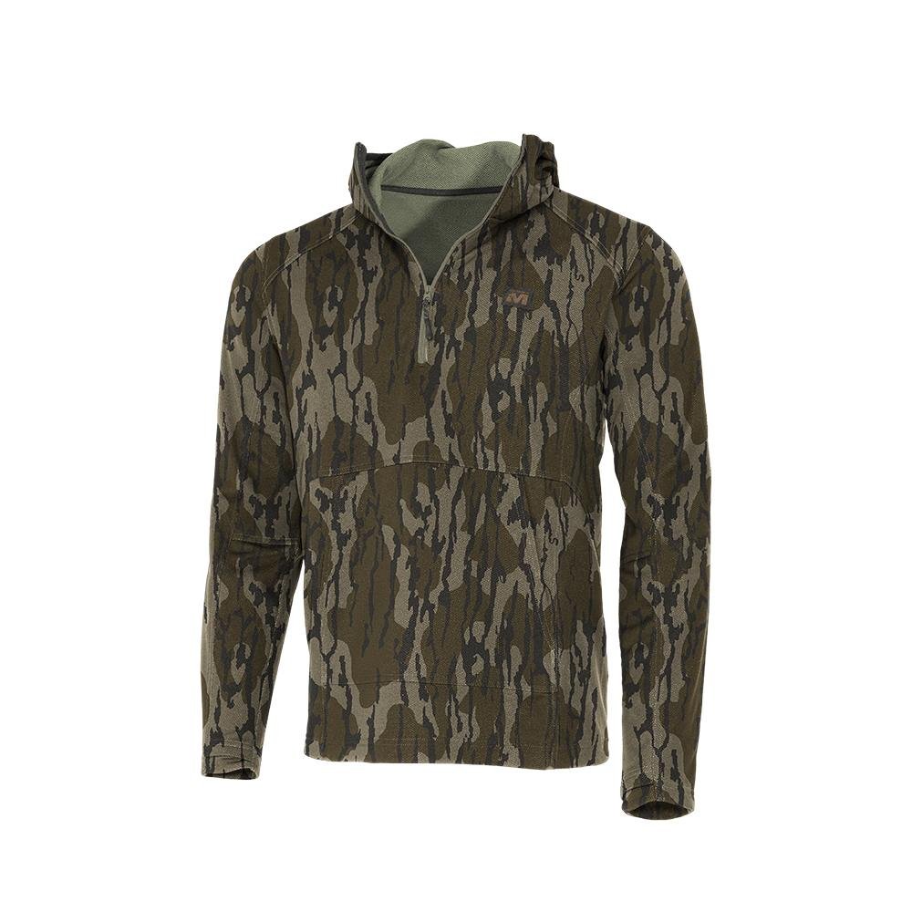 Chattanooga Muddy DV8 Quest Midweight Quarter Zip Hoodie in Mossy Oak Bottomland, 2XL, featuring camouflage pattern and zip-up front.