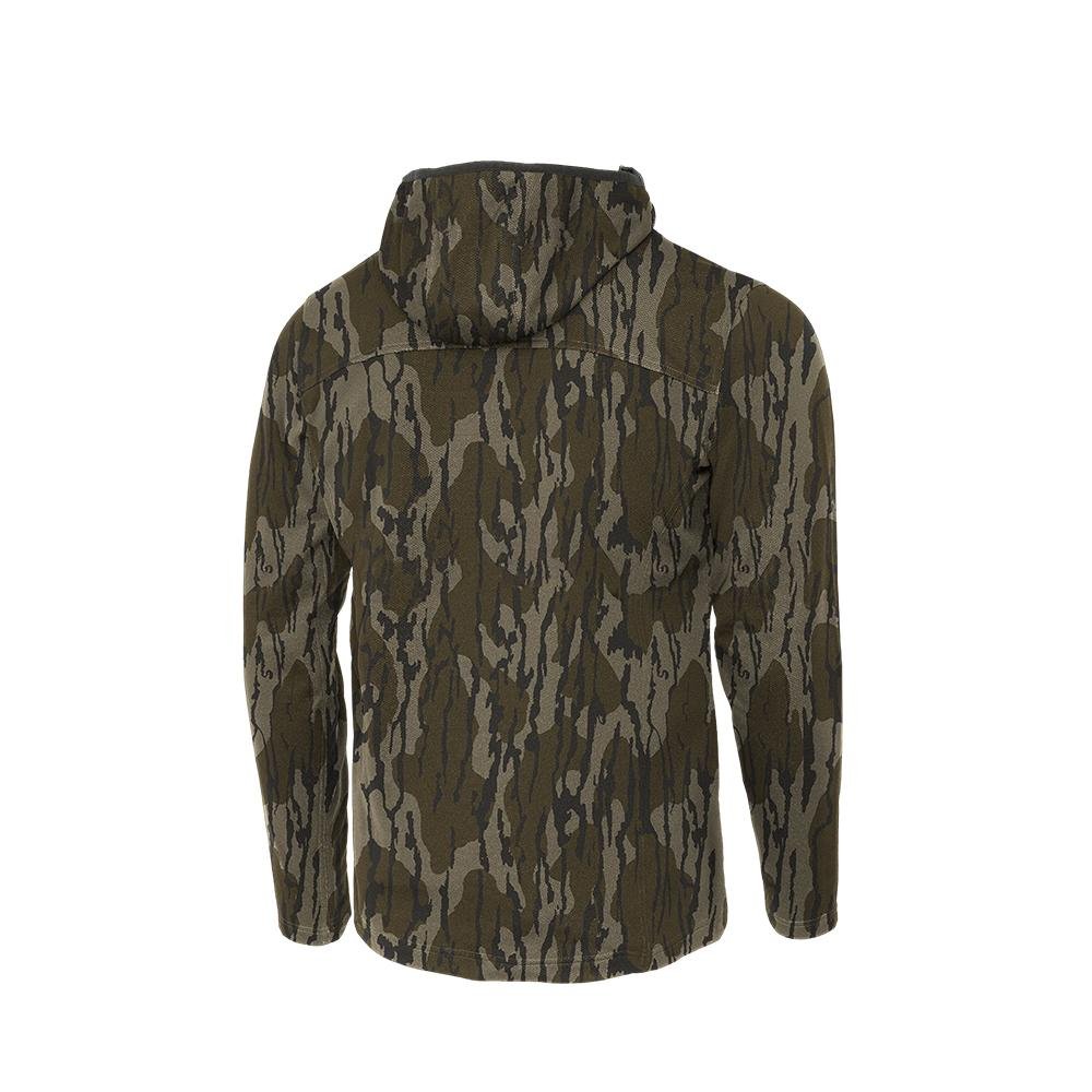 Chattanooga Muddy DV8 Quest midweight quarter zip hoodie in Mossy Oak Bottomland camouflage, 2XL size, with front zipper and hood.