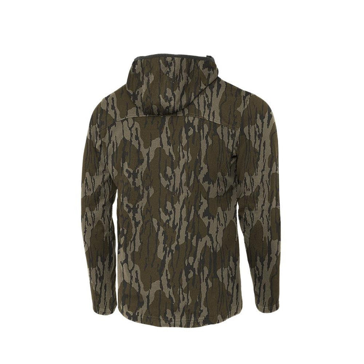 Chattanooga Muddy DV8 Quest midweight quarter zip hoodie in Mossy Oak Bottomland camouflage, XL size, front view