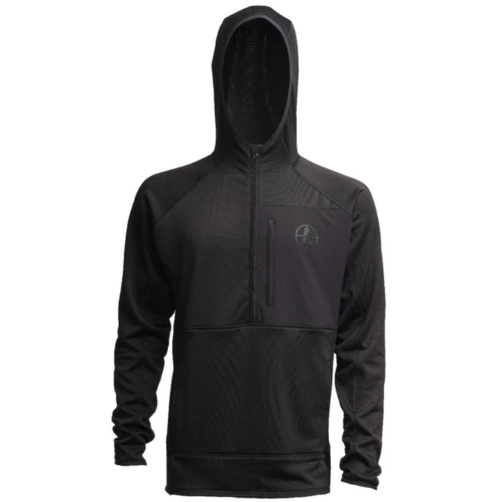 Chattanooga Leupold Velum half-zip hooded fleece sweatshirt in charcoal, XL, showing the cozy, all-season design and front zipper.