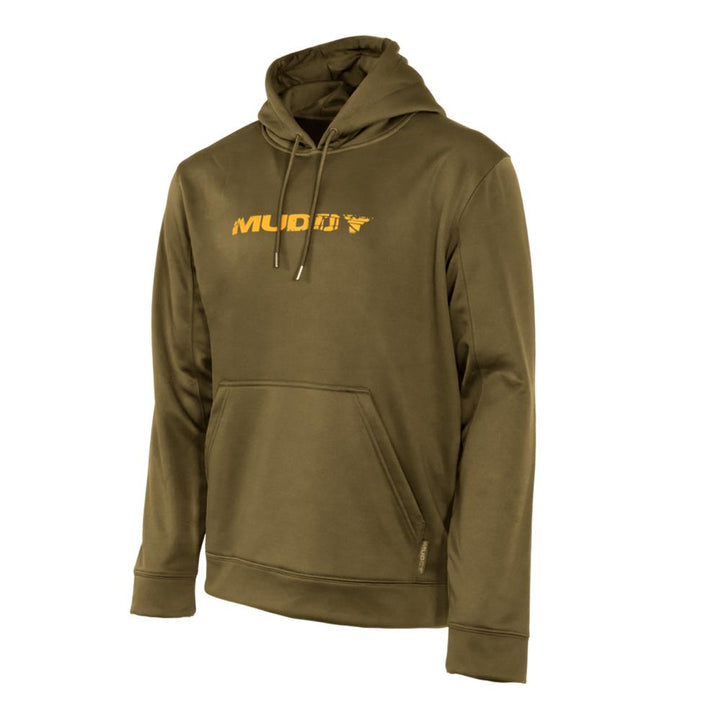 Brown Chattanooga Muddy TRX Performance Hoodie, lightweight and breathable S size, shown with front view and fabric texture.