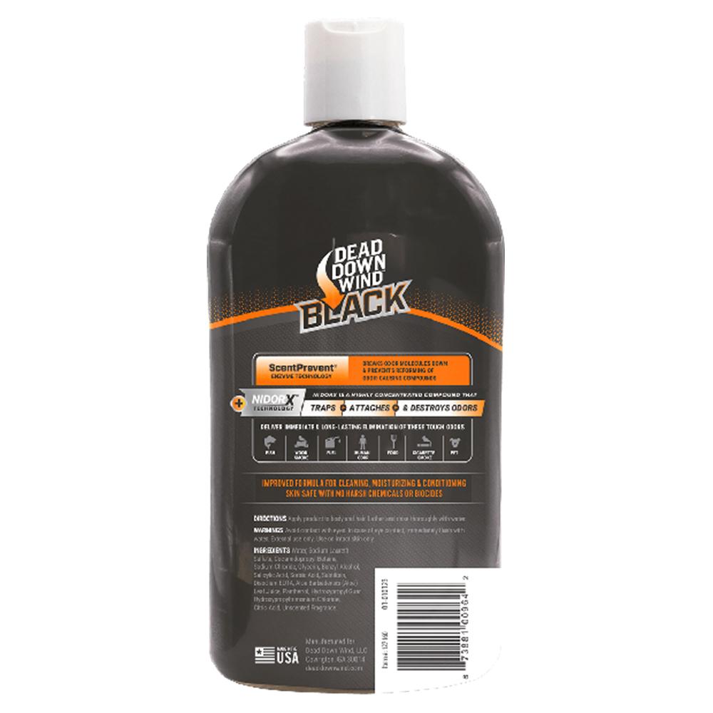 Chattanooga D Down Wind Black Premium 3-in-1 body wash, shampoo, and conditioner in a 16 oz bottle, with black packaging and product label.