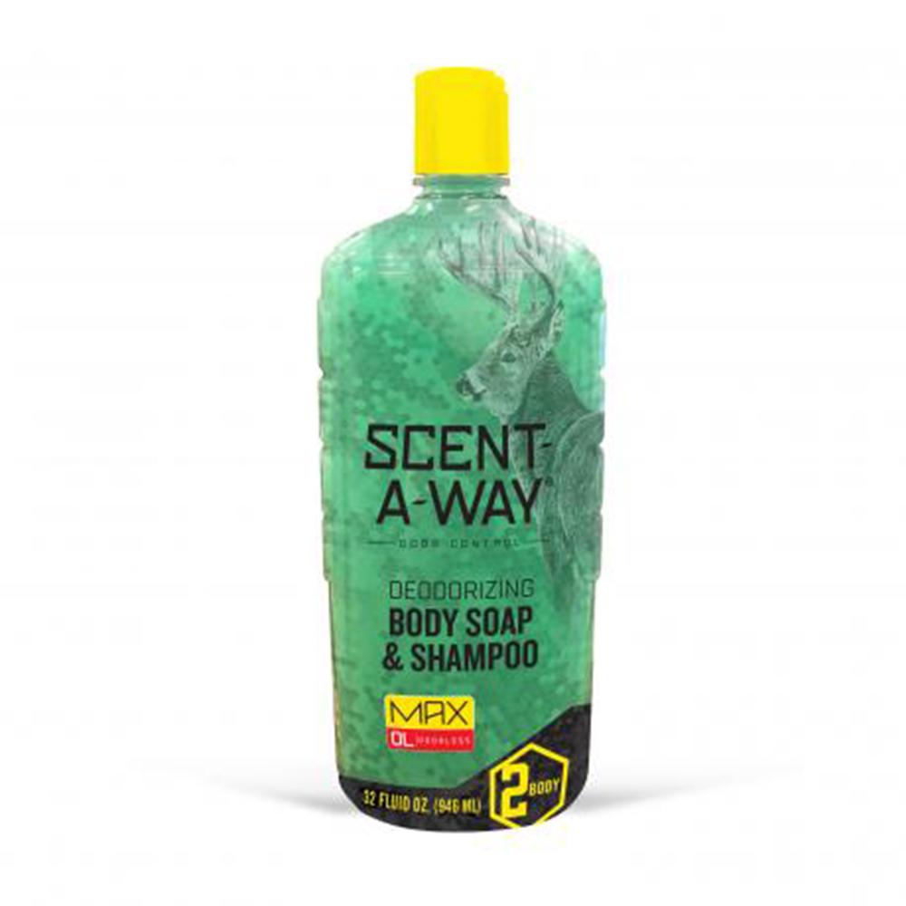 Chattanooga Scent A Way MAX liquid body soap and shampoo bottle, hydrating skin and hair care in a 32 oz container.