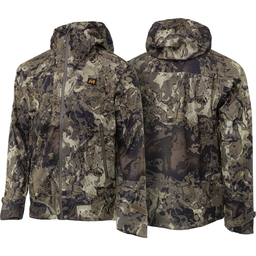 Chattanooga Muddy DV8 Cyclone 3L Rain Jacket in Veil Canyon Grey, small size, waterproof outdoor jacket with hood.