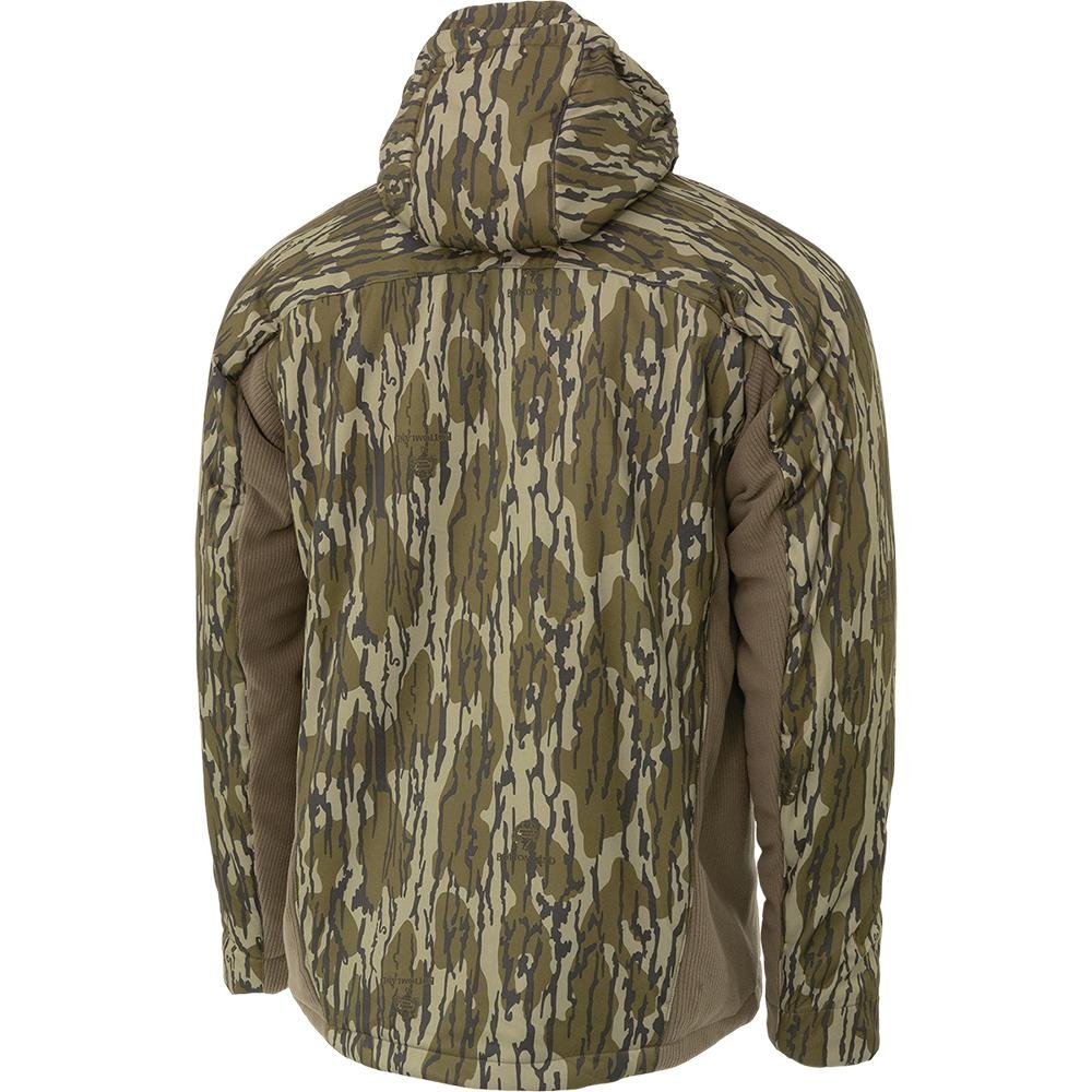 Chattanooga Muddy DV8 Enduro Jacket in Mossy Oak Bottomland camouflage, 2XL, outdoor waterproof jacket with durable design.