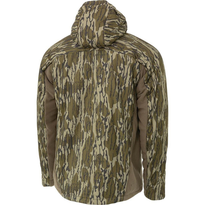 Chattanooga Muddy DV8 Enduro jacket in Mossy Oak Bottomland camouflage, medium size, outdoor jacket with durable fabric.