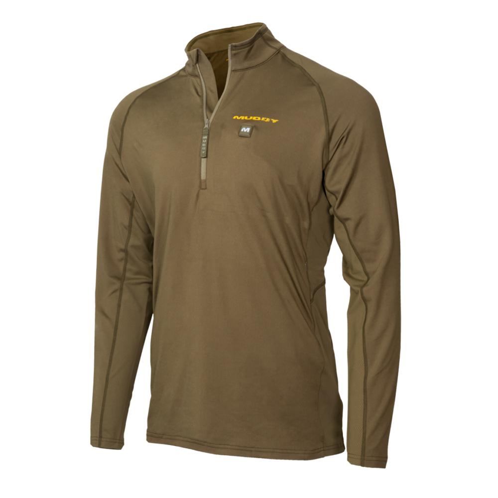 Chattanooga Muddy Nucleus heated quarter zip shirt in brown clay, XL, lightweight jacket with adjustable warmth and cozy fit.