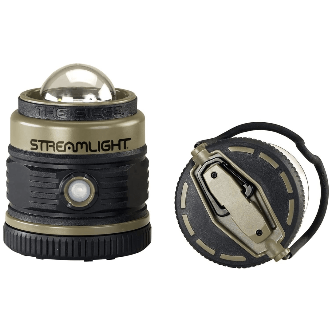 Chattanooga Streamlight Siege compact handheld lantern with 540 lumens, alkaline D batteries, in coyote color, outdoor lighting device.