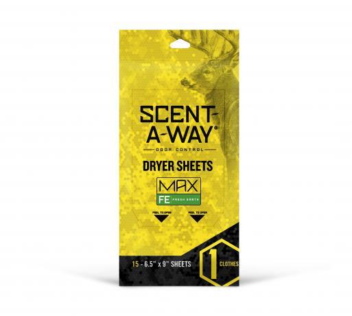 Chattanooga Scent A Way MAX Dryer Sheets in Fresh Earth scent, 15 count, static control laundry care product for dryers.
