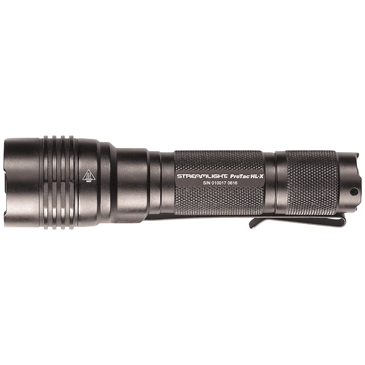 Black Streamlight ProTac HL-X LED tactical flashlight with rechargeable battery, 1000 lumens, from Chattanooga.
