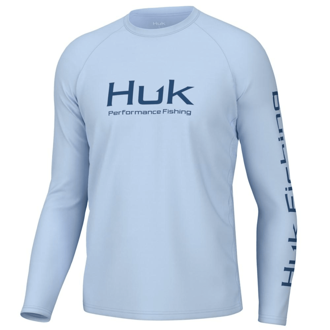 Chattanooga Huk Vented Pursuit Long Sleeve Shirt in ice water blue, XL size, featuring breathable vented design for outdoor activities.