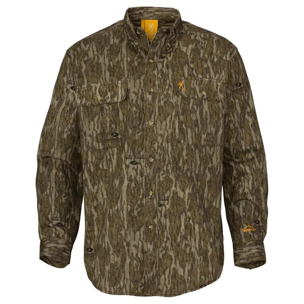 Chattanooga Browning WASATCH-CB long sleeve button-front shirt with two chest pockets in MOBottomland S, perfect for outdoor wear.