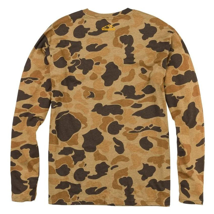 Chattanooga Browning Wasatch long sleeve cotton crew neck shirt in tan camo, 2XL size, with a comfortable fit and camouflage pattern.