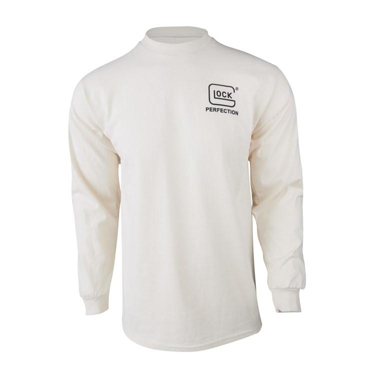 Chattanooga Glock Born In Austria long sleeve shirt in tan, 2XL, made of comfortable cotton, casual wear with a relaxed fit.
