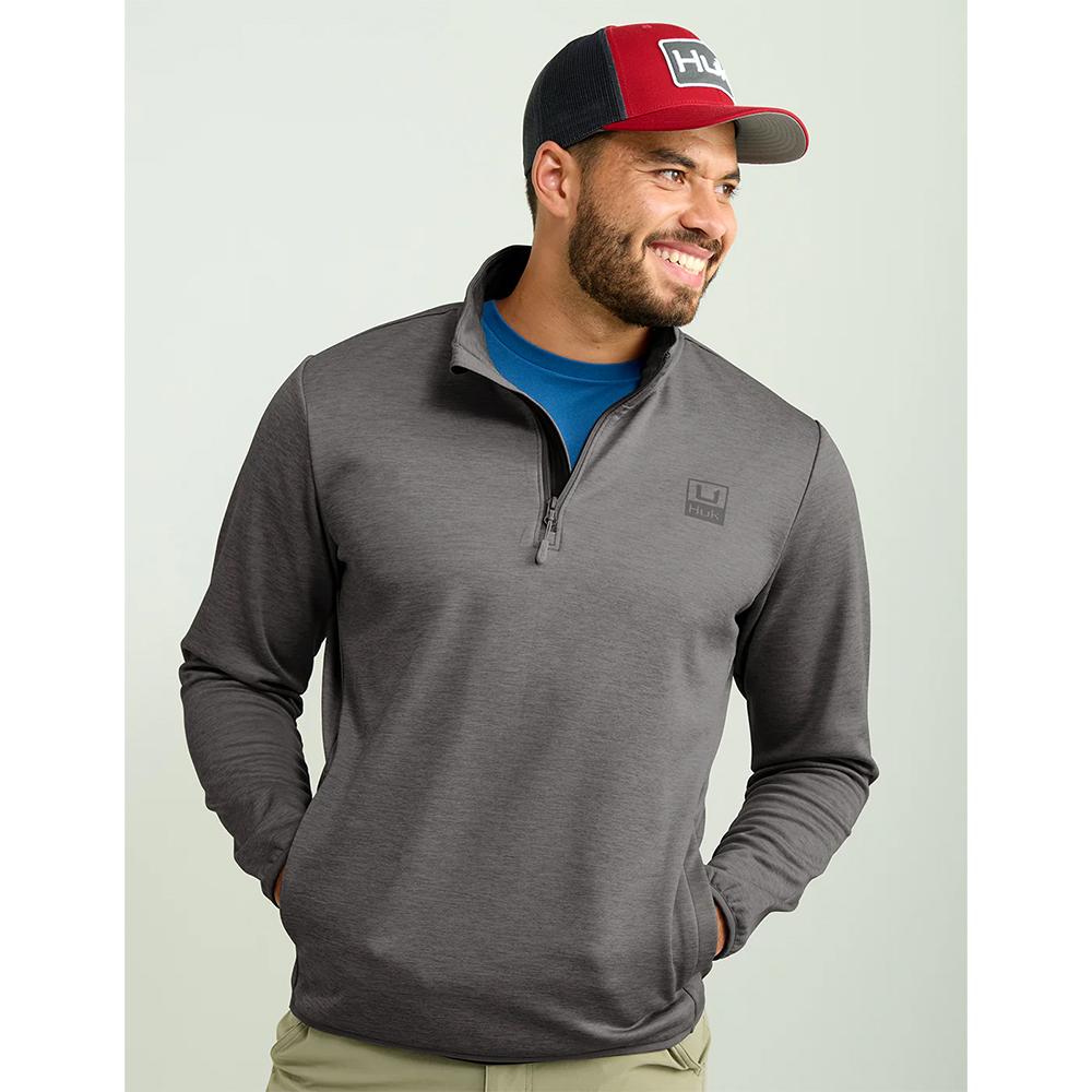 Chattanooga Huk Coldfront performance long sleeve shirt in volcanic ash heather, 1/4 zip style, 2XL size.