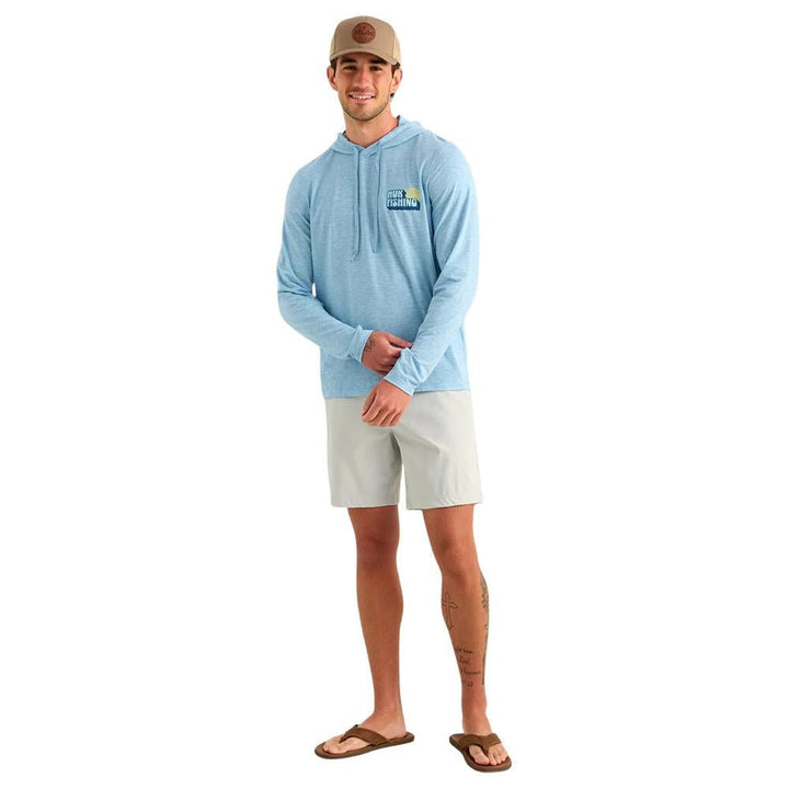 Chattanooga Huk Drift Hoodie Shipyard Heather lightweight long sleeve pullover sweatshirt in size L, casual men&