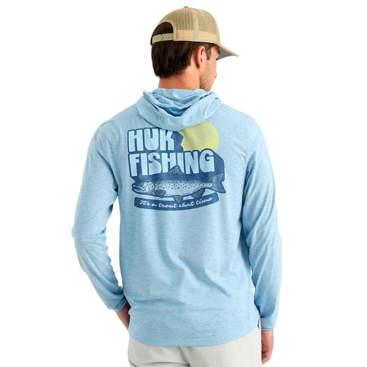 Chattanooga Huk Drift Hoodie long sleeve shirt in Shipyard Heather, lightweight pullover sweatshirt, XXL size.