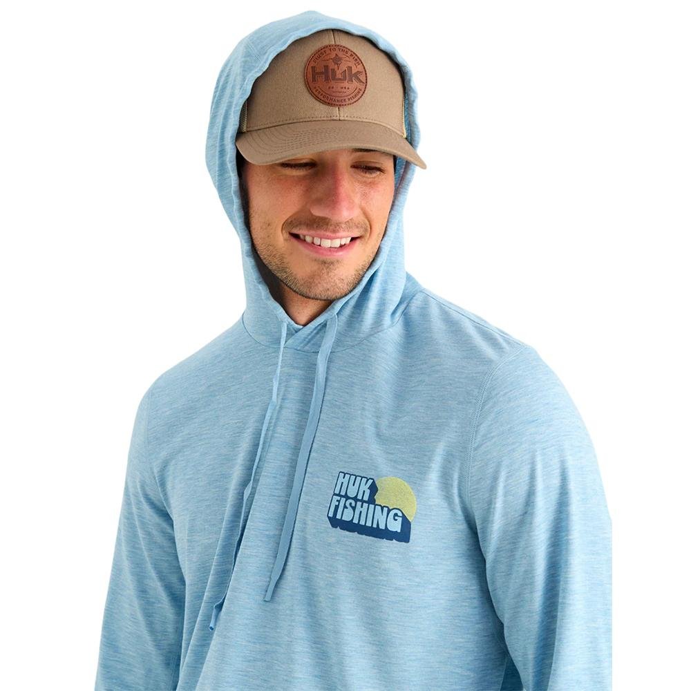 Chattanooga Huk Drift Hoodie Shipyard Heather lightweight pullover sweatshirt, XXL long sleeve shirt with casual style and comfortable fit.