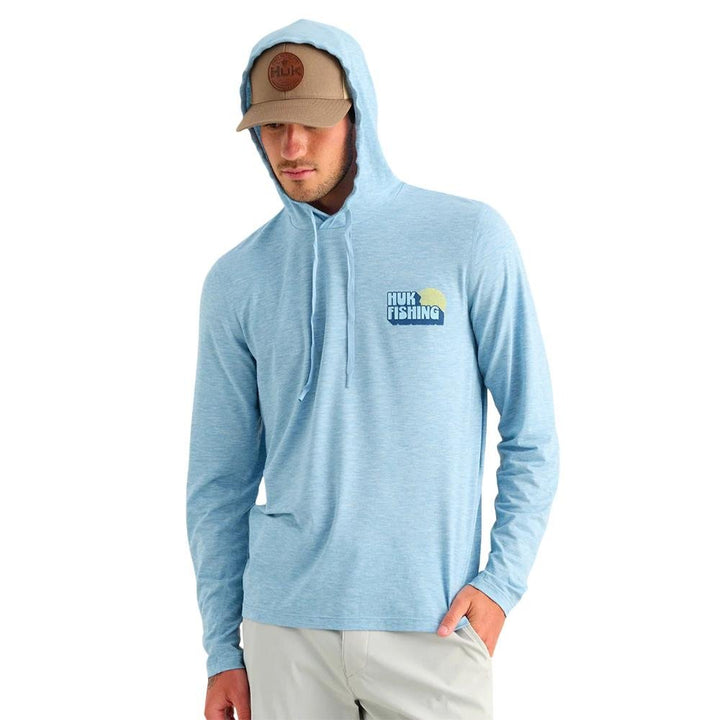 Chattanooga Huk Drift Hoodie Shipyard Heather lightweight pullover sweatshirt, long sleeve shirt in XXL size, casual and comfortable.