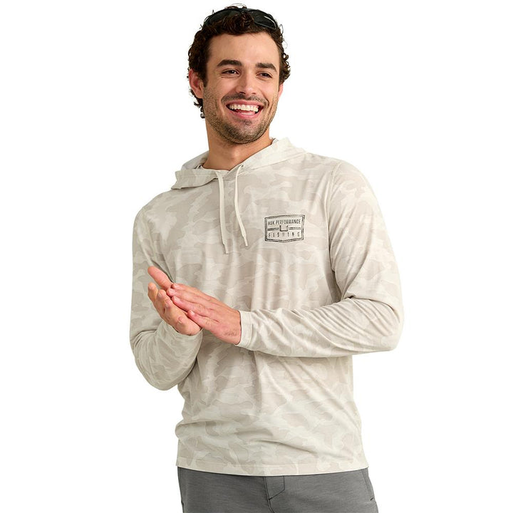 Chattanooga Huk Drift printed hoodie in Silver Birch, lightweight pullover sweatshirt, size L, long sleeve shirt with printed design.