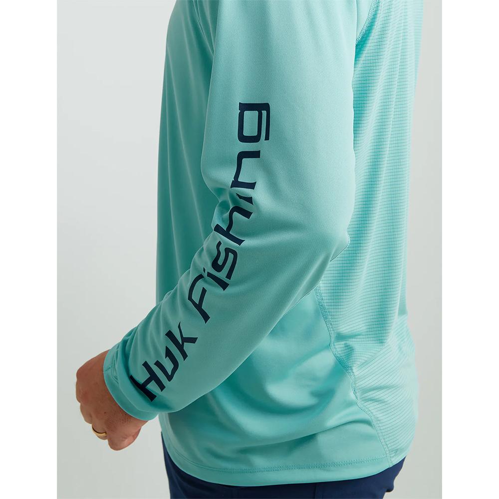 Chattanooga HUK ICON LS Crew long sleeve shirt in marine blue, size XXL, featuring a comfortable fit and nautical-inspired design.