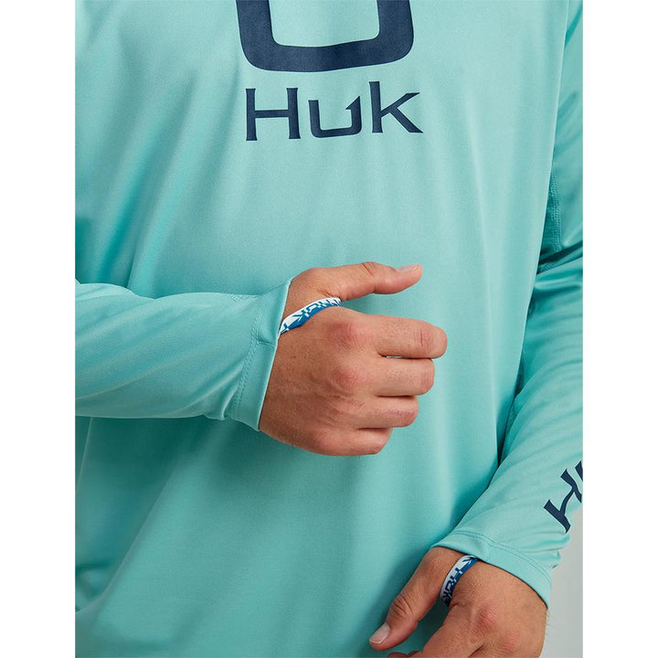 Chattanooga HUK ICON LS Crew long sleeve shirt in marine blue, size XXL, featuring a comfortable fit and casual style.