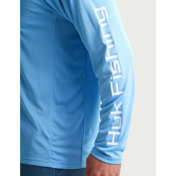 Chattanooga Huk Pursuit Hoodie in Marolina Blue, long sleeve shirt, XL size, featuring a comfortable fit and casual style.
