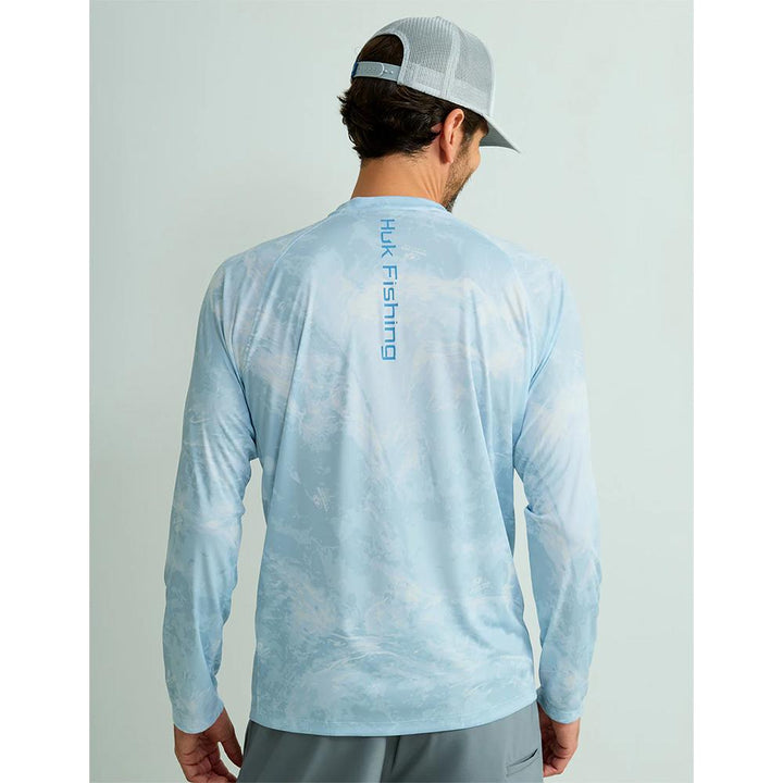 Chattanooga Huk Pursuit Mossy Oak printed long sleeve crew shirt in XXL featuring Bonefish design and camouflage pattern.