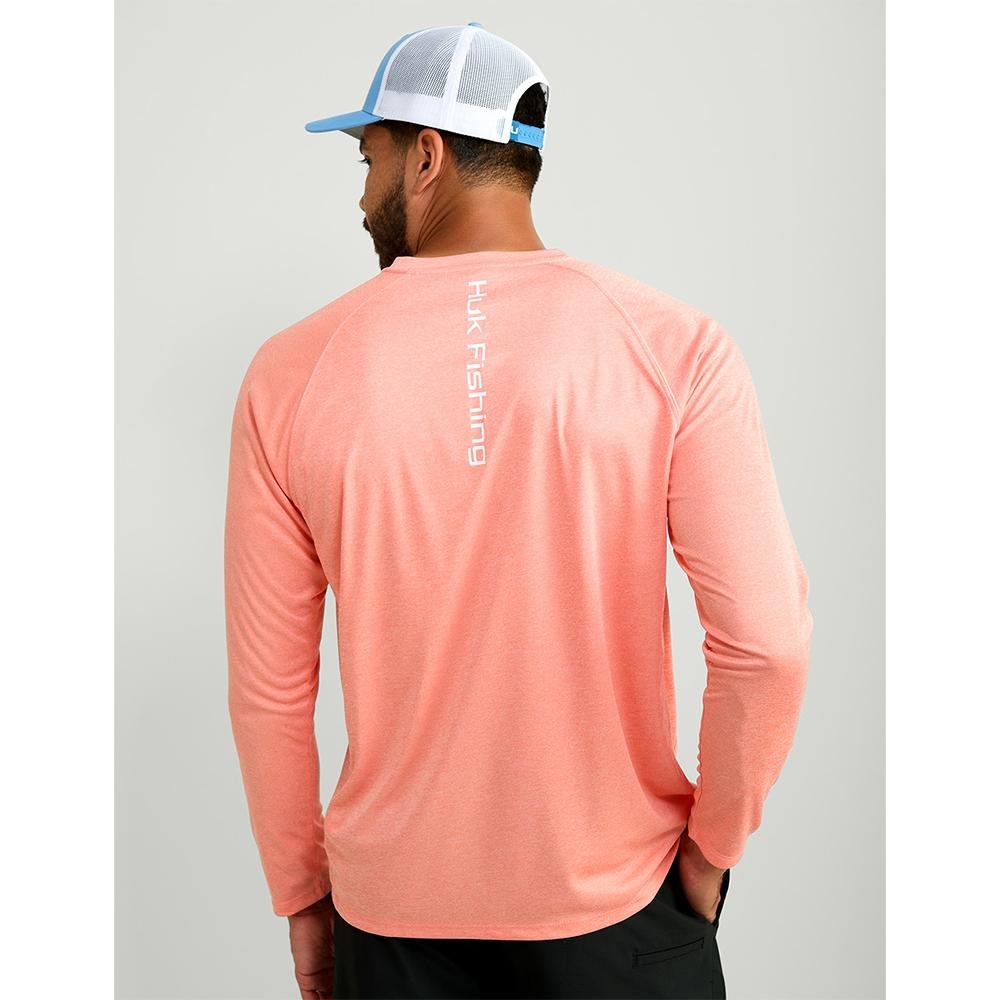 Chattanooga Huk Vented Pursuit Fresh Slim Long Sleeve Shirt in Heather color, designed for outdoor activities and comfort