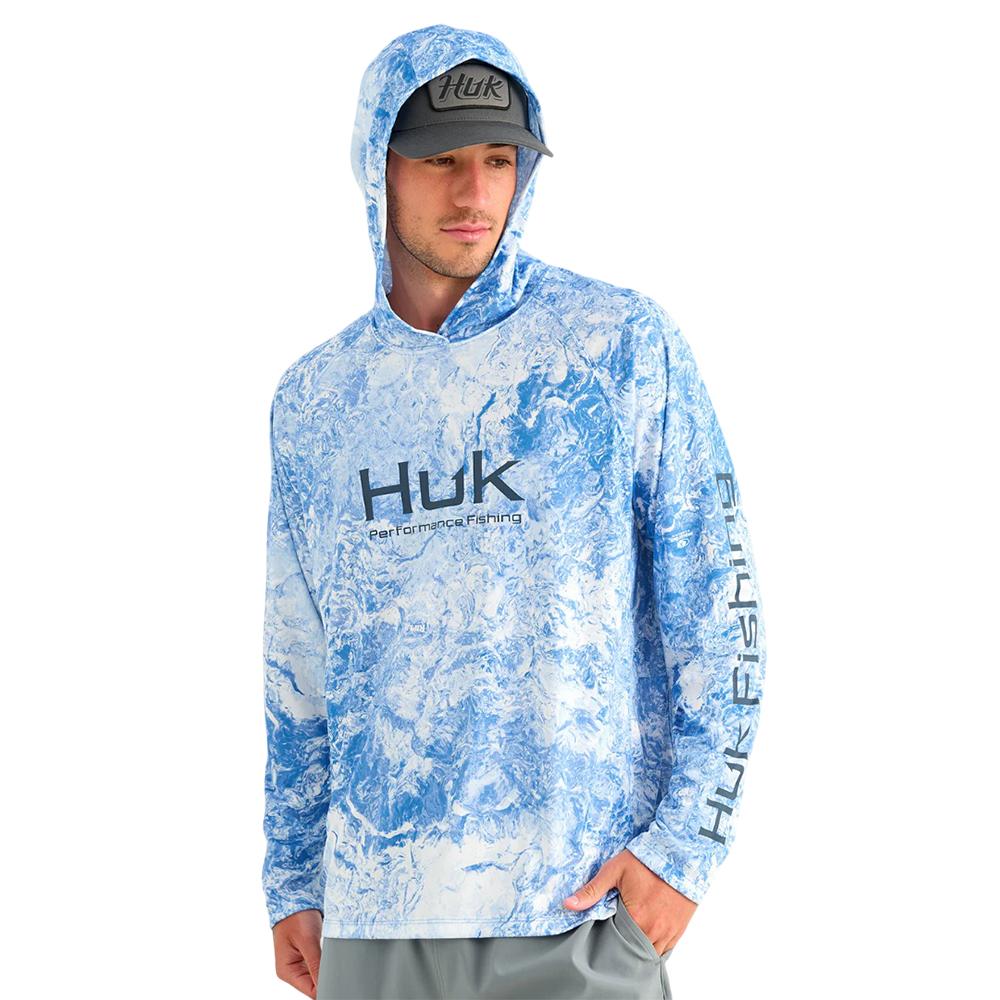 Chattanooga HUK Pursuit Mossy Oak printed lightweight hoodie, long sleeve pullover in size XXL, with camouflage pattern.