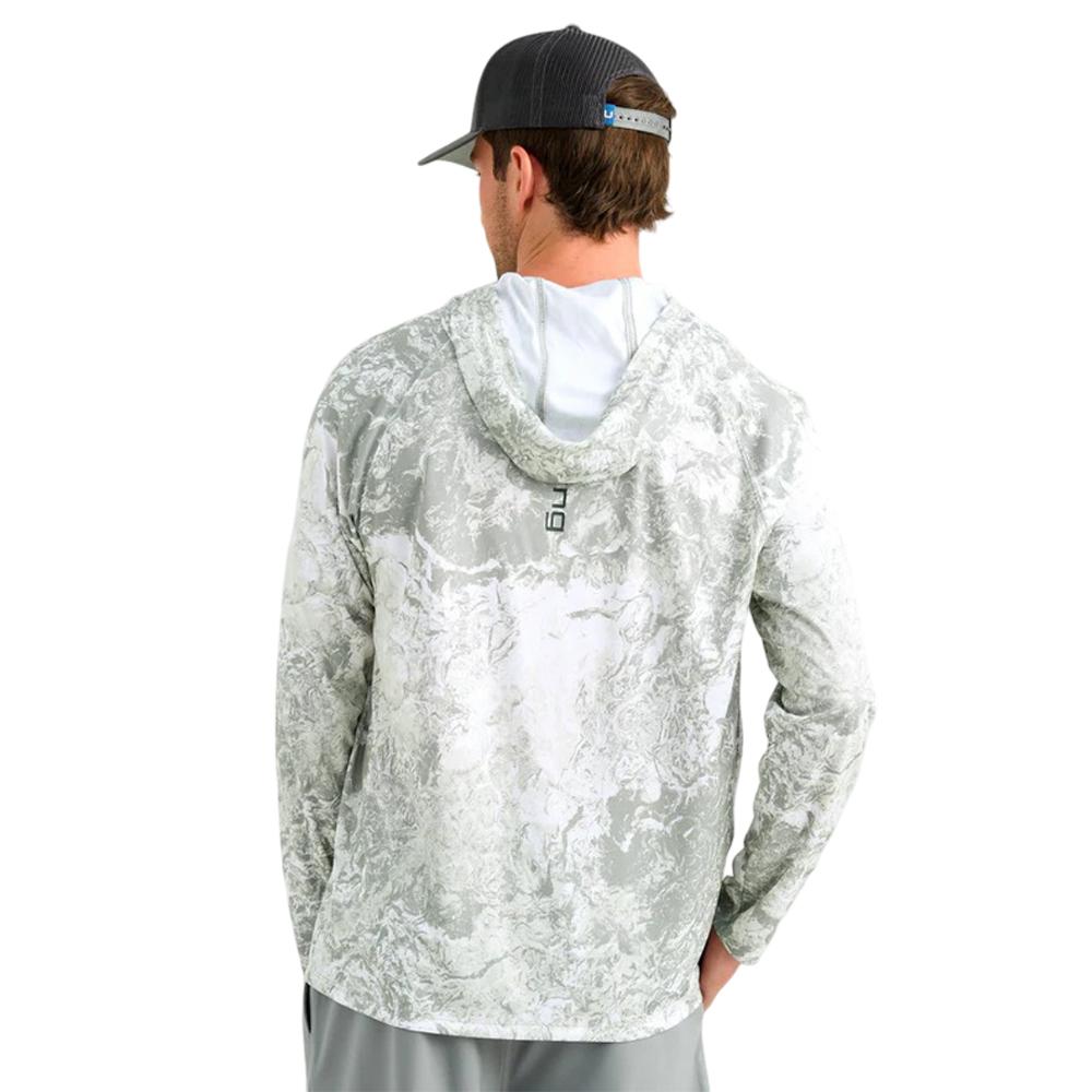 Chattanooga HUK Pursuit Mossy Oak printed lightweight hoodie in Seagrass, size XL, long sleeve pullover with camouflage pattern.