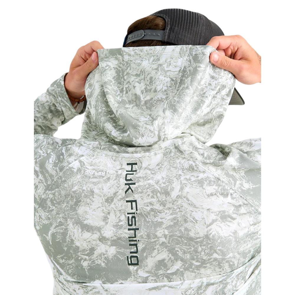 Chattanooga HUK Pursuit Mossy Oak printed hoodie in Seagrass, lightweight pullover, size XL, long sleeve hoodie with camouflage pattern.