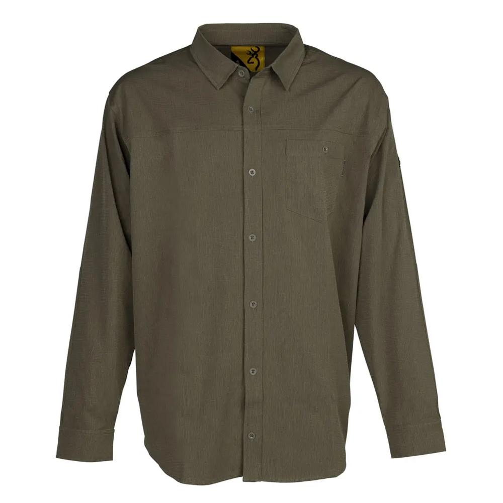 Green Browning lightweight button-down long sleeve shirt in size small, casual wear, featuring a classic collar and chest pocket.
