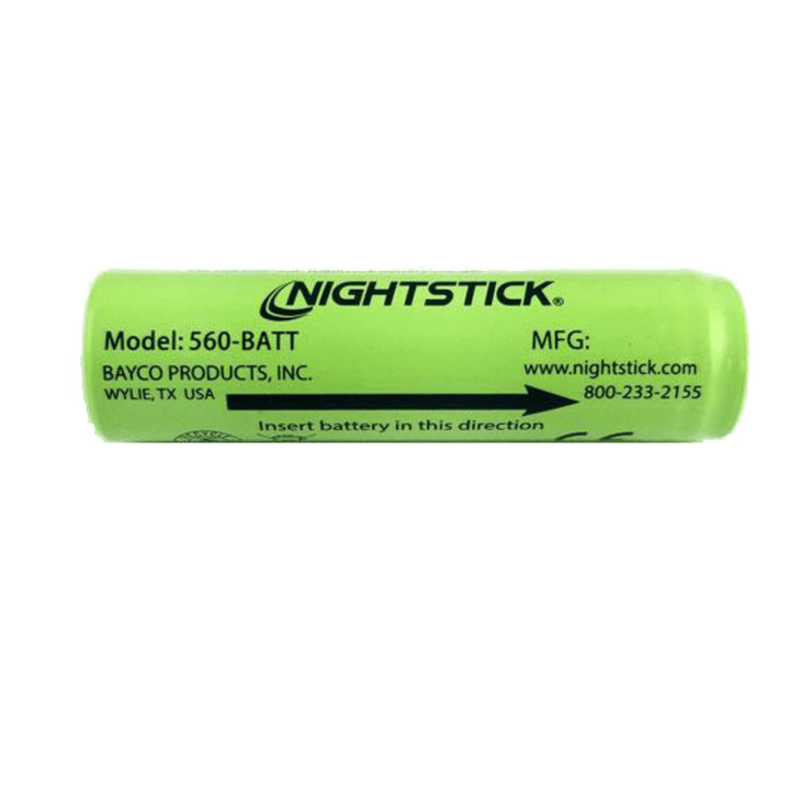 Chattanooga Map Nightstick lithium-ion replacement battery for 800 lumen TAC Series flashlights on a white background.